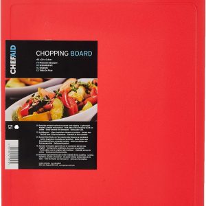 Chef Aid Large Red Poly Chopping Board, multipurpose anti-slip surface, easy clean and dishwasher safe with handle, 40 x 30cm Other colour options available.