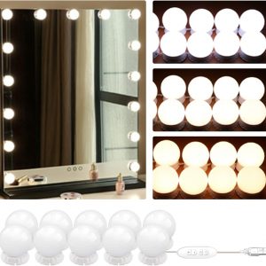 Cliplanyard Vanity Mirror Lights Kits, 10 Bulbs Hollywood Style Lighted Kit with USB Power Cord, 3 Color 10 Level Adjustable Brightness 3000-8000K Make up Light for Dressing Table Room Bedroom