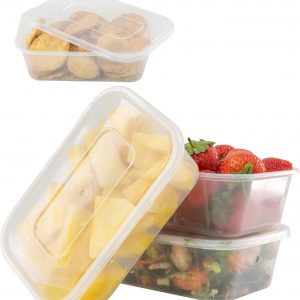 Coselena 50 Pcs Plastic Food Storage Containers – 650ml Microwaveable Food Containers – Reusable Takeaway Containers with Lids, Sandwich Box, Food Prep Containers with Lids for Indoor & Outdoor Use