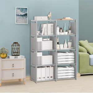 Cube Storage Unit,8 Cube Storage,Open Book Shelf,Closet for Family Study,Organiser Storage,Storage Unit Storage Cubes For Books,Shoe,Toys,Clothes,Tools,Shelves For Living Room,Bedroom(Grey 8 Unit)