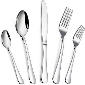 Cutlery Set 20 Piece, NAVRUF Flatware Set Service for 4 Stainless Steel Cutlery Set Include Upgraded Knife Spoon Fork Mirror Polished, Dishwasher Safe