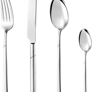 Cutlery Set 24 Piece,Cozy Zone Stainless Steel Tableware for 6, Modern Design, Sharp Knives and Rounded Spoons, Dishwasher Safe, Suitable for Dinner Parties and Everyday Use
