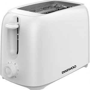 Daewoo Essentials, Plastic 2 Slice Toaster, White, Variable Browning Controls, Cancel Button, Cool Touch Design, Removable Crumb Tray, Auto Cut-Off, Clean Simple Design