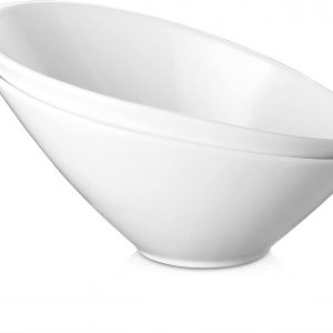 Dowan Salad Bowl, 26 oz/770 ml Serving Bowls Ceramic Set of 2, Porcelain White Slanted Bowls, Christmas Serving Bowls for Salad, Pasta, Soup, Prep – Microwave & Dishwasher Safe