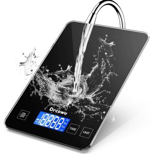 Drcowu Large Kitchen Food Scales, Digital Weighing Scale for Baking and Cooking, 15kg/33lb Electronic Kitchen Scales with 1g/0.1oz accuracy, Grams and Oz, Backlight LCD, Black