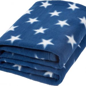 Dreamscene Flannel Fleece Stars Throw Over Bed Warm Soft Blanket Plush for Kids Sofa, Navy Blue – 50″ x 60″ inch