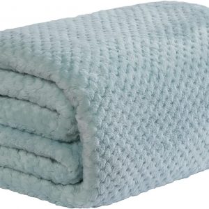 Dreamscene Luxury Waffle Mink Honeycomb Faux Fur Warm Throw Over Sofa Bed Soft Blanket, Duck Egg Blue – 150 x 200cm