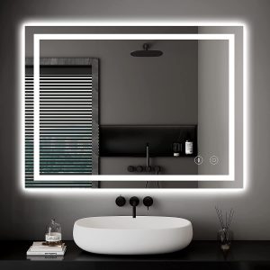 Dripex Bathroom Mirror with LED Lights, 500 * 700 MM Illuminated Backlit Wall Mounted Vanity Mirror Dimmable Switch 3 Colors and Demister Pad, Horizontal/Vertical