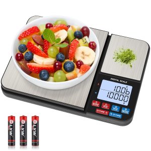 Dual Platform Kitchen Scale, [New Version] [10kg/0.01g] Diyife Stainless Steel Weighing Scales Kitchen, High Precision Food Scale with LCD Display, PCS Features, Tare for Baking, Coffee, Jewelry