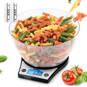 Duronic Digital Kitchen Scale KS6000 Digital Kitchen Scales with Bowl, Kitchen Weight Scale for Cooking Baking, Weighing Scale, Electronic LCD Display