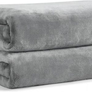 EHEYCIGA Fleece Blanket Grey Throws for Sofas Fluffy Warm Soft Blanket for Bed Settees Armchairs, Fit All Season, Single, 130x165cm