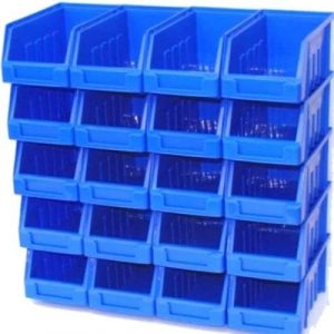EQUIP247UK BLUE SIZE 2 STACKING STORAGE BINS PLASTIC PARTS BINS (10)