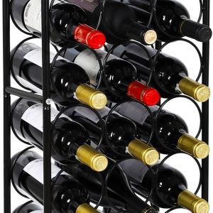 EasyPAG Metal 23 Bottles Wine Rack, Freestanding Wine Holder Floor, Home Kitchen Wine Storage Organiser Stand,Black