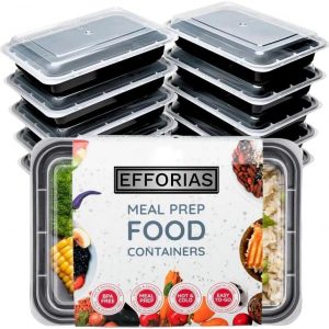 Efforias [10 Pack, 28oz] 1 Compartment Plastic Meal Prep Containers – Reusable BPA Free Food Containers with Airtight Lids – Microwavable, Freezer and Dishwasher Safe