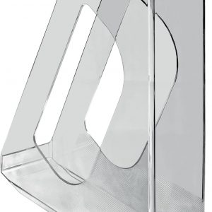 Esselte A4 Magazine File, Desktop Storage Organiser for Catalogues, Brochures, Papers and Folders, Strong Plastic File, Europost Range, Transparent/Clear, 628226