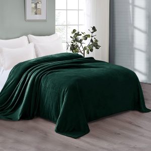 Exclusivo Mezcla Queen Size Soft Bed Blanket, 230 x 230 CM Fleece Velvet Blanket for Bed, Fluffy Blankets Bed, Warm, Cozy, Plush and Lightweight Forest Green Blanket