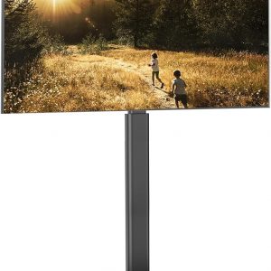 FITUEYES TV Floor Stand for 32 to 60 inch Screen, Universal Corner TV Stand, Portable TV Stand for Office Conference Room,End of Bed, Height Adjustable, Swivel, Max VESA 600x400mm Black