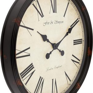 Fox and Simpson Extra Large 50cm / 20-Inch Grand Central Station Wall Clock in Black & Beige