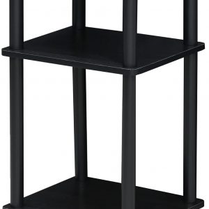 Furinno Just 3-Tier Turn-N-Tube End Table, Side Table, Nightstand, Americano/Black