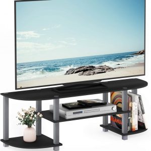 Furinno Turn-S-Tube Wide TV Entertainment Center, TV Unit, TV Stand, Black/Grey
