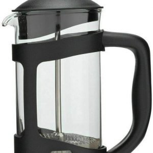 GLOW Classic Continental 350ml Black Cafetière – Premium Manual 1 Cup French Press Coffee Maker with Toughened Shockproof Glass Pot and Plunger Filter for Ground Beans Espresso Tea