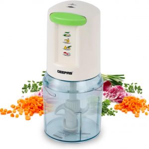 Geepas 400W Mini Food Processor – 500ml Food Chopper, 4 Bi-Level Stainless Steel Double Blades for Blending & Chopping – Perfect for Salads Salsa Pesto Curry Pastes & More – 2 Year Warranty