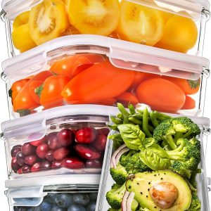Glass Food Containers with Lids – Airtight Glass Meal Prep Containers – Glass Food Containers – Food Storage Containers with Lids – Glass Lunch Box (5 pack 880 ml – 1 Compartment)