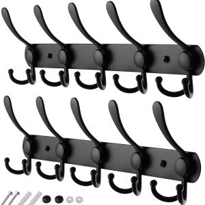 GlazieVault Coat Hooks for Wall – Stainless Steel Coat Racks (2 Pack) – Heavy Duty Coat Hooks Wall Mounted – Premium Design Rust Free Coat Hanger Wall Hooks for Robe and Clothes