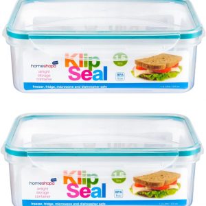 HOMESHOPA Plastic Airtight Food Storage Container, 2 Pack 1.5 Litre Leakproof Rectangle Stackable Clip-Lock Lid Container, BPA Free Reusable Meal Prep Lunch Box, Microwave Freezer & Dishwasher Safe