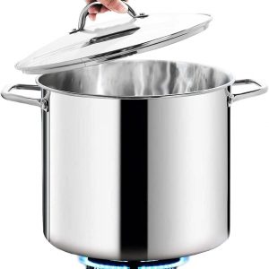 HOMICHEF Large Nickel Free Stainless Steel Stock Pot with Lid (31 cm,