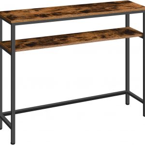 HOOBRO Console Table, Hallway Table with Adjustable Shelf, Slim Sofa Table, 2-Tier Side Table with Storage Shelf, for Living Room, Office, Industrial, Sturdy, Rustic Brown EBF24XG01