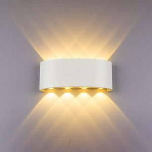 HYDONG Modern Wall Light 8W White LED Sconce Up Down Wall Lamp Aluminium LED Waterproof Spot Light Night Lamp for Living Room, Bedroom, Hallway, Bathroom Decorative Warm White Wall Wash Lights