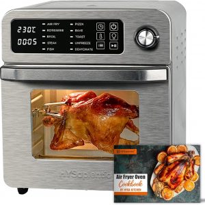 HYSapientia® 15L Large Air Fryer Oven With Rotisserie For Family Digital Knob 1700W 10-in-1 Airfryer Toaster Air Convection Mini Oven electric and grill, With Recipe Cookbook,Full Accessory Set