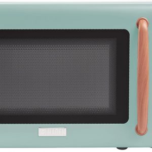 Haden Dorchester Green Microwave Oven – 20L 800W Microwave, Digital Controls, 5 Power Levels – Ideal Countertop Microwave with Wood Effect Finish, Small Kitchen Space