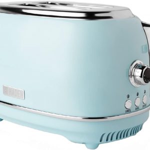 Haden Heritage Blue Toaster 2 Slice – Reheat, Cancel and Defrost Functions – Stainless Steel Housing Retro Toaster – Variable Browning Control 2 Slice Toaster