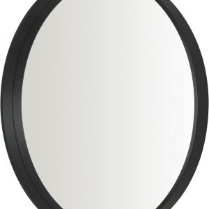 Home Selections Black Round Wall Mirror, 50cm, Wooden Deep Framed Circle Mirror