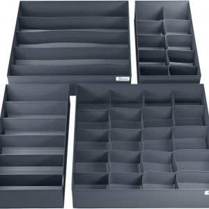 Homicx 4 Pieces Underwear Drawer Organiser| Foldable drawer divider| Fabric wardrobe storage organiser|clothes draw organizer for Socks Ties Bras and Baby clothes-Grey