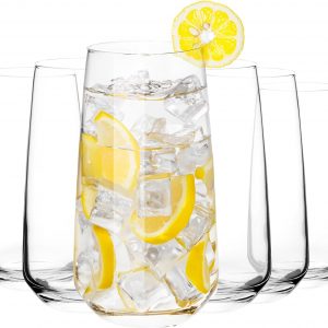 Homiu Highball Drinking Tumbler Glasses | Set of 6 | 480ML | Crystal Glasses | Highball Glasses | Drinking Glassware | Florence Collection | Dishwasher Safe