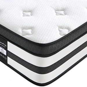 Inofia Sleep Double Memory Foam Sprung Mattresses 4FT6,11 Inch Hybrid Mattress with Fire Resistant, Responsive Zoned Support & Motion Isolated,100 Night Home Trial, LUXE Collection