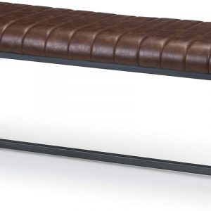 Julian Bowen Brooklyn Upholstered Bench, Brown, Height: 47, Width: 121, Depth: 41cm