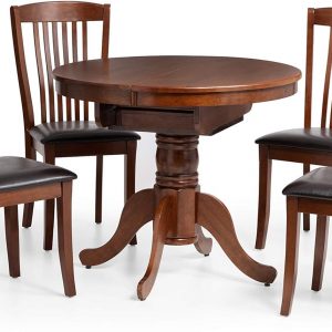 Julian Bowen Canterbury Round to Oval Extending Dining Table, Mahogany