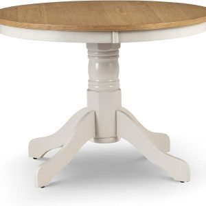 Julian Bowen Davenport Round Pedestal Table, Ivory/Light Oak