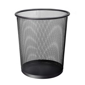 KEPLIN Round Trash Can – Black Non-slip Mesh Bin, Stylish & Sturdy Metal Waste Paper Bin for Home, Bedroom, Office, Bathroom, Living Room & Kitchen – Indoor Garbage Bin with Sleek Design