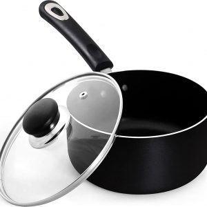 KICHLY Sauce Pan 18cm, 2L Non Stick Saucepan with Lid, Induction Safe