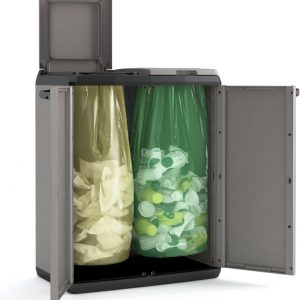 Keter Split Base Indoor Outdoor Multi purpose Recycling Cabinet Grey/Black