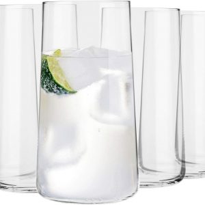Krosno Tall Water Drinking Glasses Set of 6 | 540 ML | Avant-Garde Collection | Highball Glasses & Tumbler Glass Set | Juice Half Pint Highball | Home, Restaurants and Parties | Dishwasher Safe