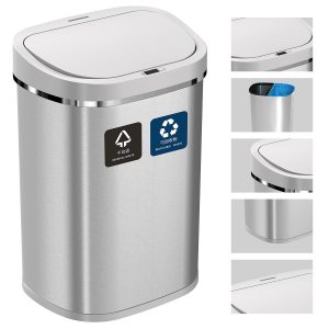 Large 80l Recycling Good Waste Bins With Double 40l + 40l Compartments For Kitchen – Smart Trash Can With Motion Sensor – Automatic Dustbin 4 Rubbish Separation With 2 Split Recycle Dual Sections