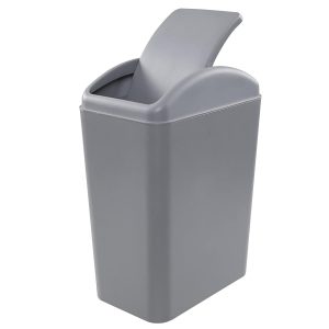 Lesbye 15 L Kitchen Trash Bin, Plastic Swing Top Dustbin, Bathroom Office Waste Bin, Grey