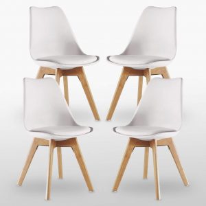 Life Interiors Lorenzo Retro Dining Chair 4-Piece Set, White