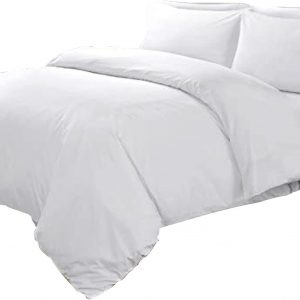 Linens World 200 Thread Count 100% Egyptian Cotton Duvet Quilt Cover Bedding Sets with Pillow cases (White, Double)
